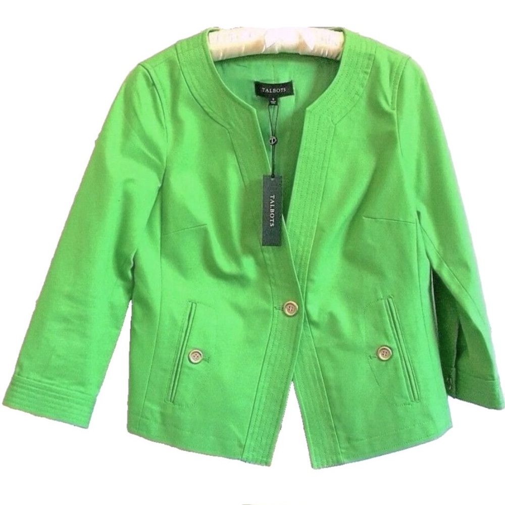 Talbots 3/4 Sleeve Lime Green Blazer Woman's Size 8